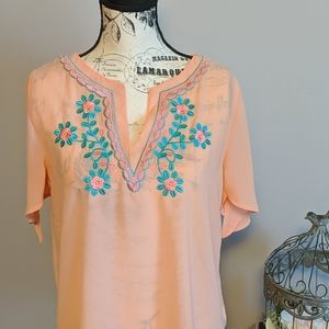 Pink Embroidered Top